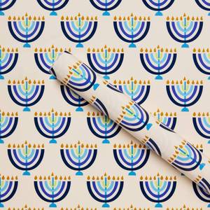 lot 5597 image: 240x30 Bulk Hanukkah Menorah Gift Wrapping Paper WhiteBlue - Spritz�� four pack