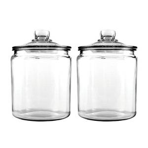 lot 5613 image: Anchor Hocking Glass Storage Heritage Hill Jar  1 Gal  Set of 2