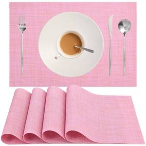 lot 6141 image: Zupro Placemats Set of 4 Washable Heat-Resistant Non Slip Braided Table Mats Woven PVC Vinyl Kitchen Dining Patio Table Place Mats for Dinner Parties BBQs Indoor and Ourdoor Use.18x12(Pink)