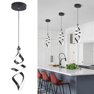 lot 6142 image: Modern Led Pendant Light Fixture, 15W Black Spiral Led Chandelier Hanging Lamp, 4500K Daylight White Pendant Lamp, Adjustable Height Pendant Light for Kitchen Dining Room Bedroom Kitchen Island Cafe