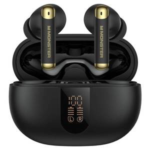 lot 6145 image: Monster Wireless Earbuds, Bluetooth 6.0 in-Ear Headphones with Charging Case, Stereo Earphones Deep Bass Sound, Built-in Mic, Clear Call, Water Resistant Design for Sports Black