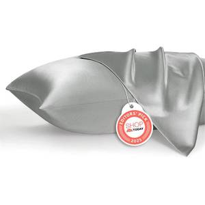 lot 6408 image: Bedsure Satin Pillowcase, Similar to Silk Pillow Cases Queen Size Set of 2, Cooling Pillow Case Covers with Envelope Closure, Room Decor Valentine Gifts for Women Men, Silver Grey, 20x30 Inches, 2pcs