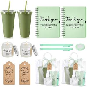 lot 6424 image: Nuogo 2 Sets New Parent Shower Prizes for Player Winners Adults Include Plastic Tumbler Notebook Scented Candles Ballpoint Pen Gift Bag, Party Player Winner Gifts (Green Color,Classic Style)