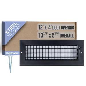 lot 6427 image: Fits 12x4 Duct Opening Steel Adjustable Air Supply Grille by Handua  Register Vent Cover Grill for Sidewall and Ceiling  Black  Outer Dimensions 13.75 X 5.75
