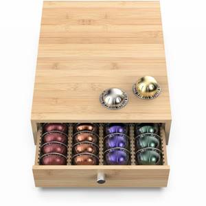 lot 6428 image: WELL WENG for Nespresso Vertuo Capsules (NV136) - Premium Bamboo Coffee Pod Drawer, 36 Big or 48 Small Vertuoline Pods Organizer - 10.8Wx14Dx3.9H (Natural)