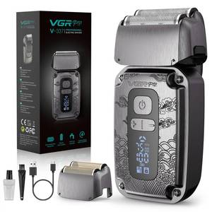 lot 6451 image: Vgrpro Foil Shaver for Men, Electric Razor for Men Face Beard, Waterproof Cordless Electric Razor for Travel, 4-Speed Setting, USB-C Rechargeable, LED Battery Display, Barber or Home Use (Gray)