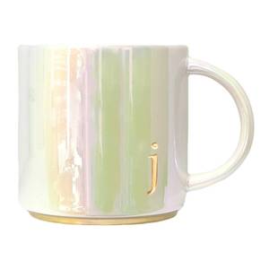 lot 6456 image: COLLECTIVE HOME - Ceramic Coffee Mug, Iridescent Finish Cups, Personalized Lowercase Embossed Lettering, Lustrous Multicolored Finish, Ideal for Unique Gifts (j)