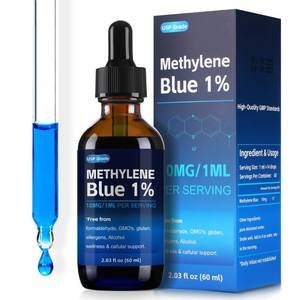 lot 6460 image: Trihood Methylene Blue 1% Solution - USP Pharmaceutical Grade - Ultra High Purity Drops - Third Party Lab Tested, Formaldehyde & Alcohol Free - Non-GMO, Made in USA - 60ml (2.03 fl oz)
