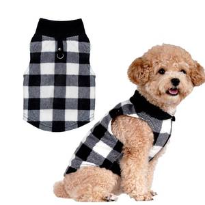 lot 6465 image: Rbenxia 1 PC Plaid Dog Sweaters with Leash Ring Soft Fleece Vest Dogs Pullover Warm Jacket Pet Dogs Clothes Winter Dog Outfits for Small Puppy Cat Pets (Black and White, Large)