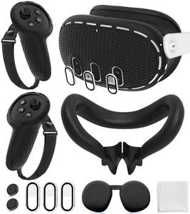 lot 6468 image: Silicone Cover Set Compatible with MetaOculus Quest 3 Accessories, Controller Grips, VR Shell Cover, Facial Interface Cover, Protective Lens Cover, Tempered Glass Lens Caps, Not Fit Quest 3S