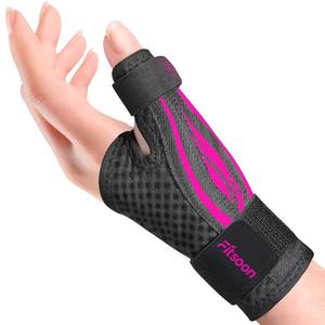 lot 6483 image: Fitsoon Thumb Wrist Brace  Upgraded Thumb Spica Splint Stabilizer Pain Relief Night Support for De Quervain�� s Tenosynovitis Trigger Finger Arthritis Sprains  Breathable Fabric (PinkBlack, SM - Fit both hands)