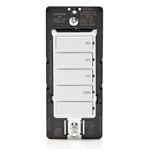 lot 6486 image: Leviton Countdown Switch for lights, attic, heaters, pool pumps, 30 min, 1-2-4 hour, Neutral Wire Required, 20A, 1 HP16A FanMotor, Single Pole, Multi-Way or Multi-Timer, DT204-1LW, White