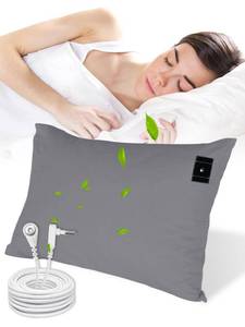lot 6488 image: YOUBLAO Grounding Pillowcase, 90% Organic Cotton and 10% Silver Fiber Grounding Pillow Case with 15ft Grounding Cord, Gray Sleep Pillow 20x30 inch for Improve Sleep Improving Energy