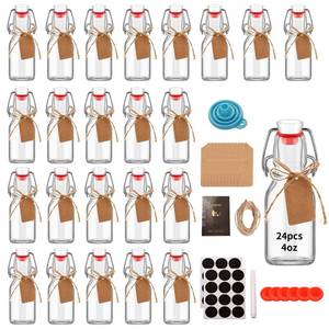 lot 7440 image: 24 Pcs 4 oz Swing Top Glass Bottles,Flip Top Glass bottles with airtight Caps for Home Brewing Beer,Kombucha,2nd Fermentation,Kefir,Beverages,Soda,Oils,Vinegar,Limoncello,Vanilla extract (24pc)