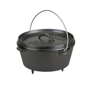 lot 7446 image: Stansport 4 QT Pre-Seasoned Cast Iron Dutch Oven with Legs  Easy to Clean Surface