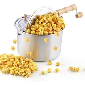 lot 7458 image: Cook N Home Stovetop Popcorn Popper with Crank  6-Quart Aluminum Popcorn Pot Popcorn Maker  Silver  Not Induction