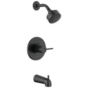 lot 7912 image: Delta Faucet Modern 14 Series Matte Black Shower Faucet, Tub and Shower Trim Kit with Single-Spray Touch-Clean Black Shower Head, Matte Black T14459-BL-PP (Valve Not Included)