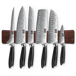 lot 7914 image: HOSHANHO 7 Pieces Knife Set with Magnetic Knife Holder, Ultra Sharp Powder Steel Kitchen Knives Set, Professional Chef Knife Sets with Ergonomic Pakkawood Handle