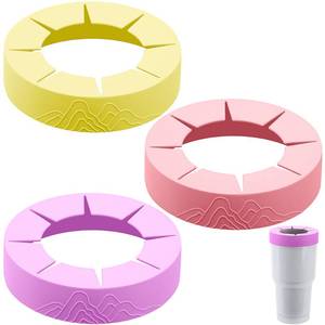 lot 8239 image: Shupakul 3 Pcs Ice Coffee Silicone Ring,Reusable Silicone Ring for 30oz Tumbler Diameter 3.9-4 Inch,Pink Purple Beige Iced Cup Sleeve Ring for Cold Drinks Tumbler Cup Accessories