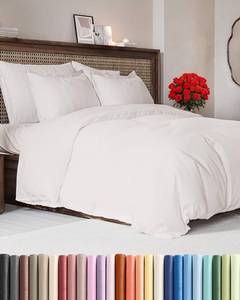 lot 8243 image: Duvet Cover Queen Size - Extra Soft Queen Size Duvet Cover - Lightweight, Breathable, Easy Care & Fade Free w Zipper Closures & Ties - 90 x 90 Inches - (Antique White) Comforter Not Included