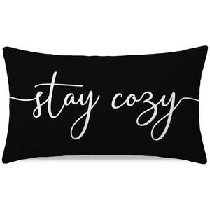 lot 8246 image: PANDICORN Black and White Pillow Cover 12x20 Inch, Stay Cozy Modern Farmhouse Lumbar Decorative Cushion Case for Couch Sofa or Bed, Minimalist Living Room or Bedroom Home Decoration Accent