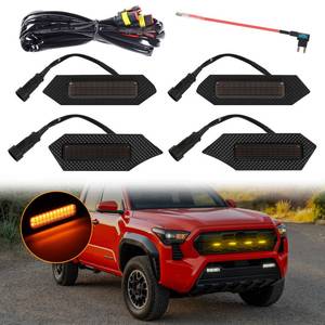 lot 8278 image: AUTOXBERT Tacoma LED Grill Lights for Toyota Tacoma 2024 TRD Sport & Off-Road Front Grille Amber Lights with Fuse (4PCS Amber Lights)