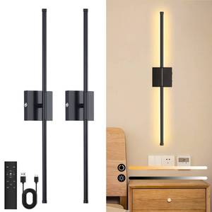 lot 8279 image: Battery Operated Wall Sconce Set of 2, Wall Sconces 3000K-6000K Dimmable Rechargeable Wall Sconce with Remote Control, 350°Rotate LED Wireless Wall Lights for Living Room, Hallway, Bedroom(Black)