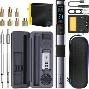 lot 8289 image: FNIRSI HS02 100W Heat Set Insert Tool & Corded Soldering Iron Kit for 3D Printer, Plastic, Portable Electronics Repair, 3S Fast Heating, 3 Preset Temps, with M2-M8 Threaded Brass Insert Nuts & Tips