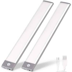 lot 8295 image: Rechargeable Motion Sensor Led Lights Ultra Thin Softer Under Counter 54-LED Closet Lighting Battery Operated Light Kitchen Under Cabinet Lighting Stick On Lights Night Light Wireless Light (2PACK)