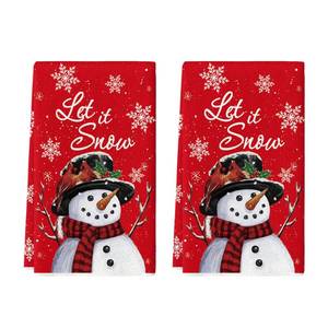 lot 8304 image: Artoid Mode Red Snowman Let It Snow Winter Kitchen Towels Dish Towels, 18x26 Inch Seasonal Christmas Decoration Hand Towels Set of 2