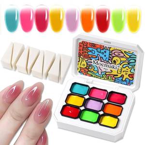 lot 8311 image: 9 Colors Gradient Painting Gel Nail Polish with 8pcs Nail Sponges,Ombre Gel Varnish Gradual Change Colors Nail Design Nails Pigment,Summer Nail Polish Kit for Ombre Nails Aura Nails, DIY Nail Art