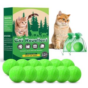 lot 8320 image: Natural Cat Repellent Balls (12 Pack) - Indoor & Outdoor Use, Cat Deterrent Outdoor to Keep Cats Away, Keep Cats Out of Yard Permanently, Essential Oil Repellent, Protect Furniture from Scratching
