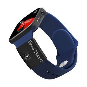 lot 8322 image: Tobestu Black Plated Stainless Steel Blood Thinner Medical Reminder ID Tag for Apple Watch Band Ideal for Women Men YA4313 (Black-Blood)