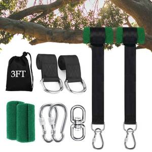 lot 8421 image: Werfeito Tree Swing Straps Hanging Kit (Set of 2), 3FT8FT10FT20FT30FT Tree Swing Straps Holds 2500 lbs with Tree Protector, Safety Lock Carabiner and Swivel Perfect for Swings & Hammocks(3 FT)