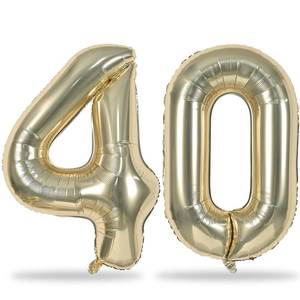lot 8435 image: Champagne Gold Number 40 Birthday Balloons, 40 Inch Large Light Gold Foil Number 4 and 0 Balloons for Women, 40th Birthday Balloons for 40 Year Old Birthday Anniversary Party Decorations Supplies