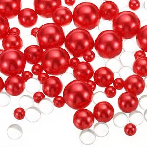 lot 8437 image: PATIKIL 150 Red Plastic Round Vase Fillers Beads, 81420mm No Hole & 8000 Clear Water Gel Beads for Vase Decoration