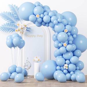 lot 8444 image: Voircoloria 130pcs Light Blue Balloons Different Sizes 18 12 10 5 Baby Blue Balloons for Boys Girls Birthday Baby Shower Gender Reveal Wedding Childrens Day Decorations