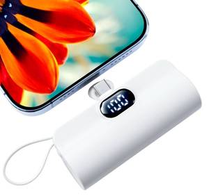 lot 8448 image: CooLuzer Mini Power Bank,Capsule Power Phone Charger 5500mAh,Portable Charger with Dual USB-C Ports for iPhone 17161515 plus15 pro15 pro MaxAndroid PhoneSamsungMotoLG etc (White)