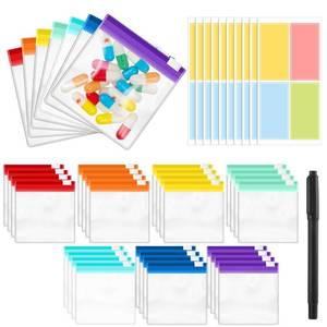 lot 8465 image: 39 Pcs Pill Pouchs Zippered Pill Bags for Travel Reusable with 28Pcs Small Pill Organizer Pouches and 10pcs Sticker for Medicine Organizer Bags