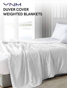 lot 8485 image: YnM Exclusive Cooling Duvet Cover for Weighted Blankets with 16 Strings (White, 48x72)