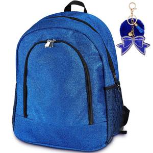 lot 11708 image: Noveread Large Cheer Backpack with Bow Keychain Cheerleading Glitter Backpack Cheerleaders Gift Cheer Bags for Sport(Blue)