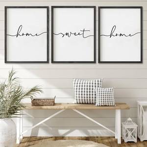 lot 11714 image: Heiple Set of 3 Framed Farmhouse Home Sweet Home Sign Above Bed Wall Decor for Bedroom Decor Wall Art Wood Signs