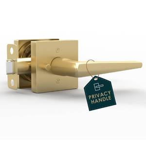 lot 11725 image: Mega Handles Schein Privacy Door Handle - 1 Pack Interior Reversible Gold Door Handle, Heavy Duty Bed & Bath Door Handles with Privacy Door Lock, Fits All Standard Doors - Satin Brass
