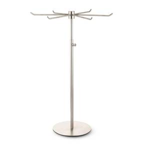 lot 11726 image: bjewego Rotating Keychain Display Stand - Height-adjustable Brushed Silver Metal Jewelry Organizer - Long Necklace Display Stand with 6 Hook - Scratch-resistant Display Racks for Craft Shows