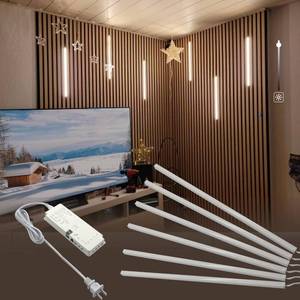lot 12269 image: HAMRVL Wood Slat Wall Panels LED Recessed Lighting - DC12V 6pcs 16in Self-Adhesive Dimmable Wall Panel Lights with Touch Switch, 4000K White LED Light for Acoustic Panels, Headboard, Cabinet Lighting