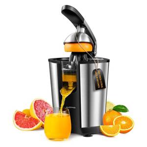 lot 12273 image: Amzpass Electric Orange Juicer, Citrus Juicer Squeezer with 2 Cones and Soft Grip Handle for Effortless Juicing, Stainless Steel Quiet Orange Juice Extractor Machines for Lime Grapefruit Lemon