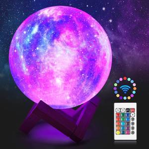 lot 12281 image: Poojaed Moon Light, 5.9 inch Galaxy Lamp 16 Colors LED 3D Moon Lamp, Remote & Touch Control, Bedroom Decor��Moon Light Gifts for Girls Boys Kids Women Birthday