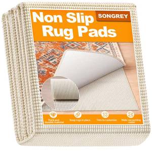 lot 12285 image: Songrey Non-Slip Rug Pad 10x14 FT, Extra Thick Carpet Pads for Hard Surfaces, Prevents Sliding and Secures Rugs, Provides Floor Protection with Comfort Cushioning