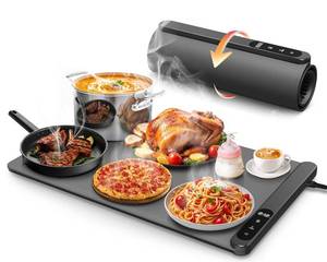 lot 12290 image: Food Warming Mat, Electric Warming Tray with 6 Level Temperature Settings,6 Hours Timer, Graphene Rapid Heating, Auto Shut-Off, Roll Up Food Warmer for Buffets Party, Countertop,Gatherings