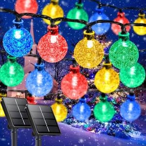 lot 12295 image: LORRYTE Multicolor Solar String Lights Outdoor, 2-Pack 100 LED 64FT Crystal Globe Solar Lights Outdoor Waterproof with 8 Lighting Modes, Easter Decorations for Xmas Tree Wedding Porch Party Patio